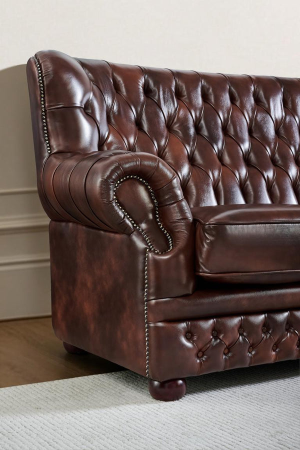 Elite Chesterfield Tyne Sofagarnitur (3/2/1 oder 3/1/1) Ledergarnitur Salottini Sonderpreis Braun