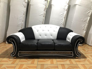 Edles Chesterfield Oriental XL Sofa Couch 3-Sitzer Salottini Leder schwarz SONDERPREIS