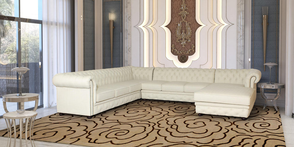 XL Chesterfield Wohnlandschaft Ecksofa Royal Leder Eckcouch Salottini Sonderpreis