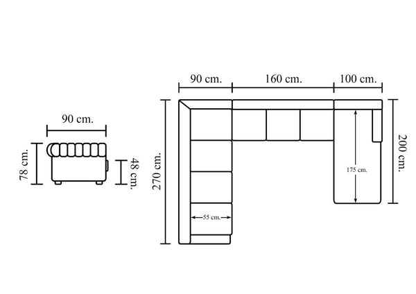 XL Chesterfield Wohnlandschaft Ecksofa Royal Leder Eckcouch Salottini Sonderpreis