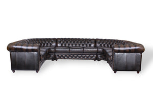 XXL PREMIUM Chesterfield Wohnlandschaft Westminster Ecksofa Leder Eckcouch Sonderpreis Braun