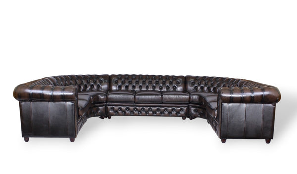 XXL PREMIUM Chesterfield Wohnlandschaft Westminster Ecksofa Leder Eckcouch Sonderpreis Braun