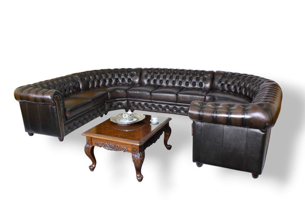 XXL PREMIUM Chesterfield Wohnlandschaft Westminster Ecksofa Leder Eckcouch Sonderpreis Braun