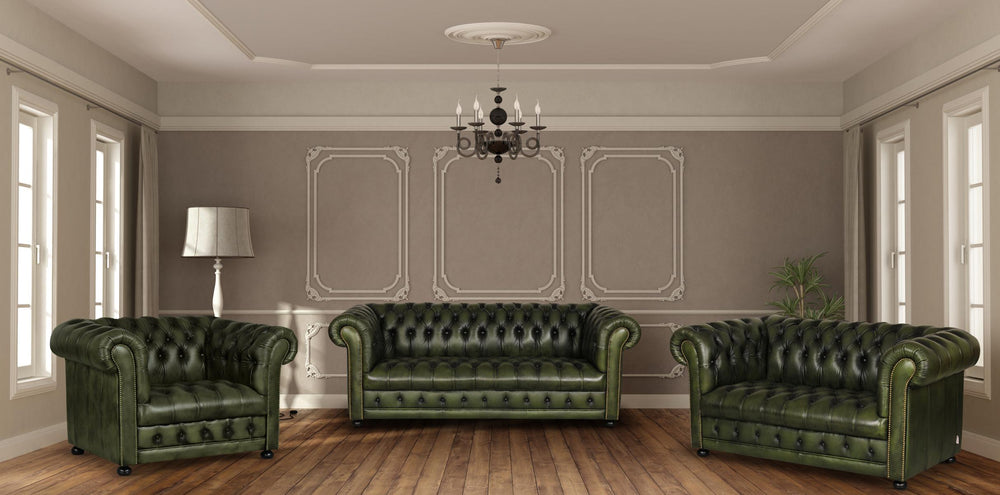 Chesterfield Clyde Deluxe Sofagarnitur (3/2/1 oder 3/1/1) Ledergarnitur Salottini