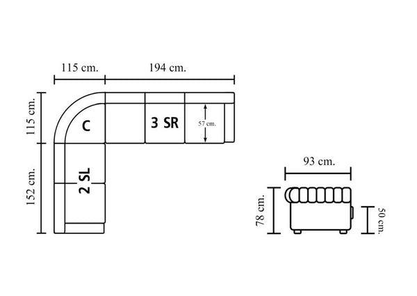 XL Chesterfield Wohnlandschaft Ecksofa Darby Leder Eckcouch Salottini Sonderpreis