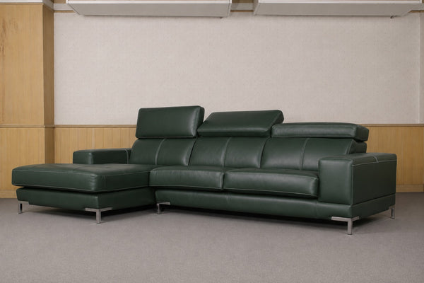 Designer Ecksofa Modell Ramada Deluxe Leder Eckcouch Salottini Sonderpreis Grün
