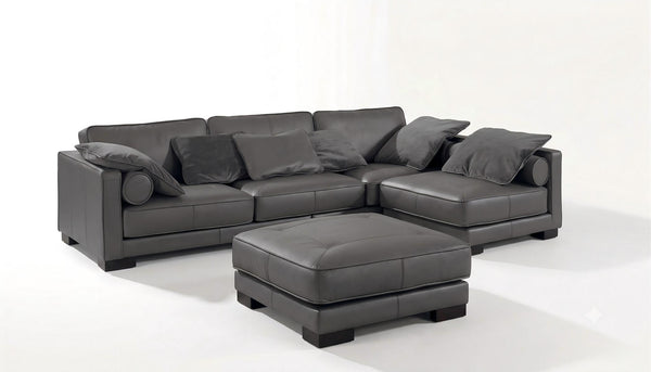 Edles Ecksofa Bartolo Wohnlandschaft Leder Eckcouch Sofa von Salottini grau