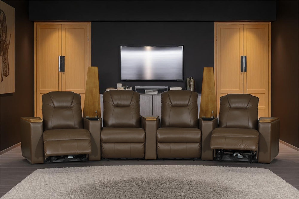 Elektrisches XL Recliner Kinosofa Portland Leder Sofa Rundsofa mit Motoren Sonderpreis