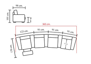 Elektrisches XL Recliner Kinosofa Portland Leder Sofa Rundsofa mit Motoren Sonderpreis