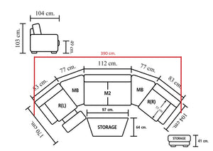 Elektrisches Recliner Kinosofa Philippo Leder Sofa Rundsofa mit Motoren Sonderpreis