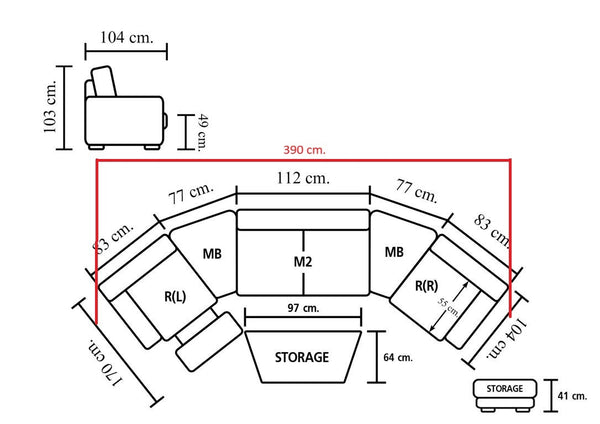 Elektrisches Recliner Kinosofa Philippo Leder Sofa Rundsofa mit Motoren Sonderpreis