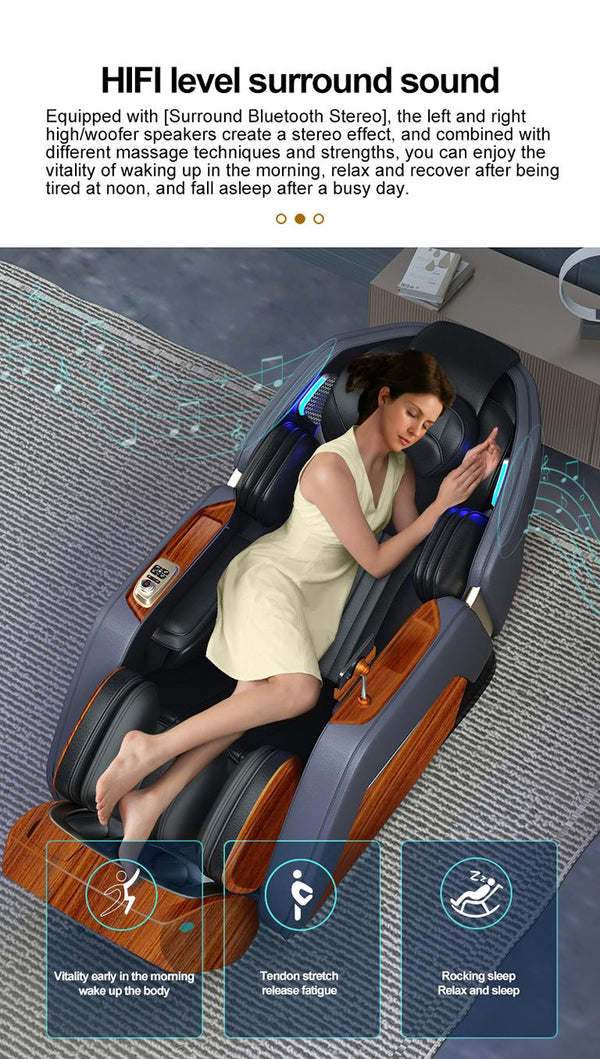 Luxus Relaxsessel 4D Massagesessel Sessel Luzern Salottini Neuste Generation! Schwarz-Holzoptik