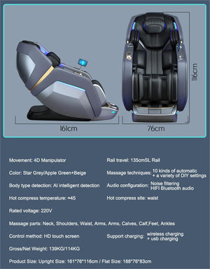 Luxus Relaxsessel 4D Massagesessel Sessel Luzern Salottini Neuste Generation! Schwarz-Holzoptik