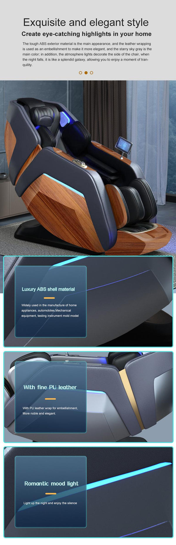 Luxus Relaxsessel 4D Massagesessel Sessel Luzern Salottini Neuste Generation! Schwarz-Holzoptik