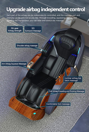 Luxus Relaxsessel 4D Massagesessel Sessel Luzern Salottini Neuste Generation! Schwarz-Holzoptik