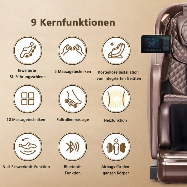SOFORT LIEFERBAR Relaxsessel Basel Massagesessel 2D Sessel Wärmefunktion Braun
