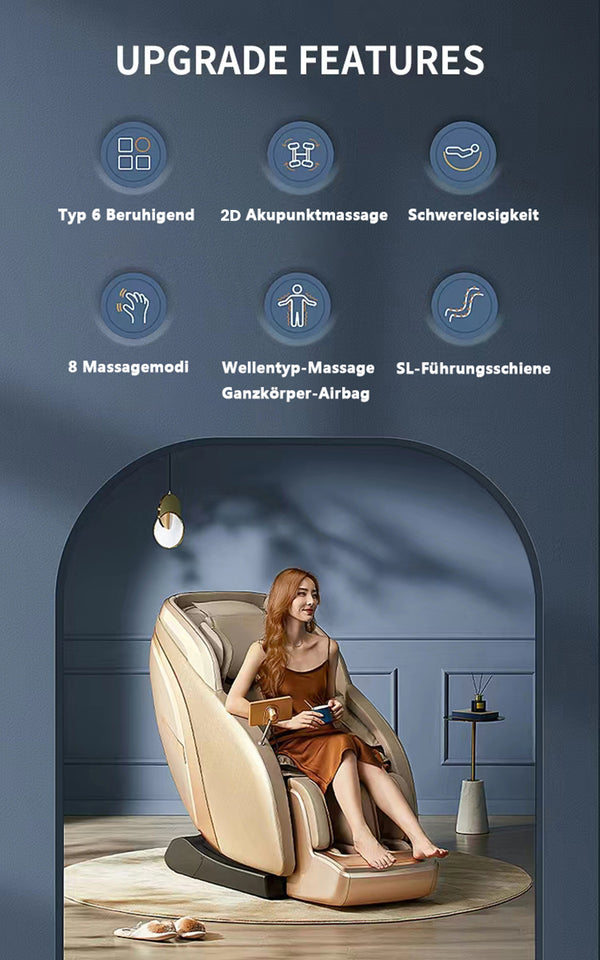 Goldfarbener Relaxsessel 2D Massagesessel Sessel Modell Bern Neuste Generation! SONDERPREIS!