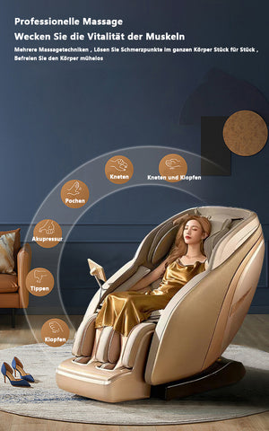 Goldfarbener Relaxsessel 2D Massagesessel Sessel Modell Bern Neuste Generation! SONDERPREIS!