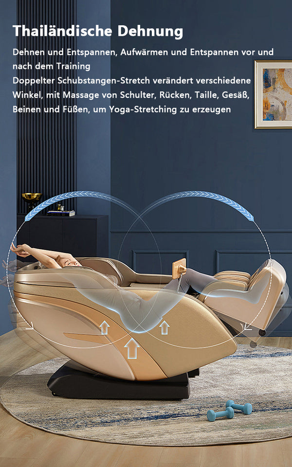 Goldfarbener Relaxsessel 2D Massagesessel Sessel Modell Bern Neuste Generation! SONDERPREIS!