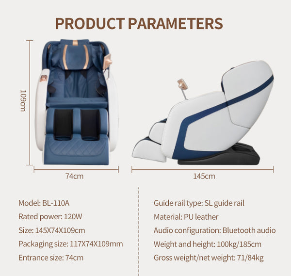 Luxus Relaxsessel Massagesessel 2D Sessel Modell Genf Salottini Neuste Generation! Blau