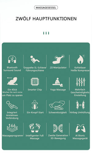 Designer Relaxsessel 2D Massagesessel Sessel Modell Sion Salottini Neuste Generation! Grün