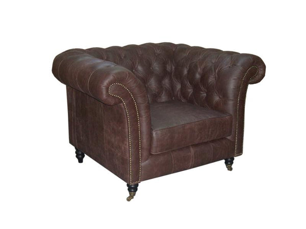 Chesterfield Nottingham Deluxe Sofagarnitur (3/2/1 oder 3/1/1) Ledergarnitur Salottini (Rollen)