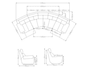 SOFORT LIEFERBAR Recliner Leder Kinosofa Pedro Kino Sofa Rundsofa Sonderpreis