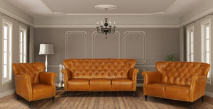 Chesterfield Vintage Petrina Deluxe Sofagarnitur (3/2/1 oder 3/1/1) Ledergarnitur Salottini (Rollen)