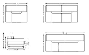 Designer XL Sofa Rebecca 3-Sitzer Leder Couch Salottini Sonderpreis