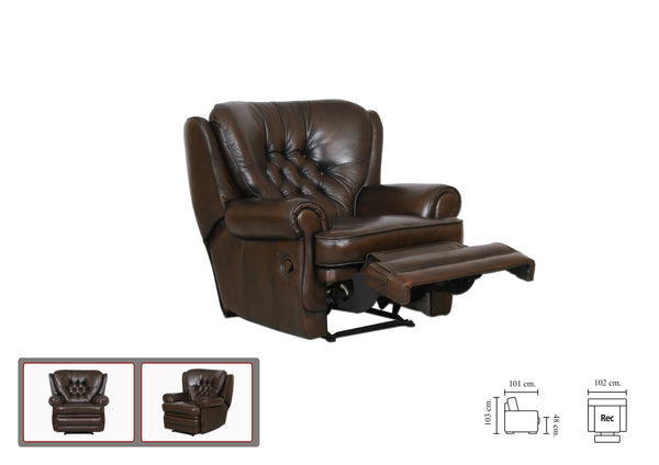 VERKÜRZTE LIEFERZEIT Chesterfield Ohrensessel Sting Recliner Ledersessel Relaxsessel Motor