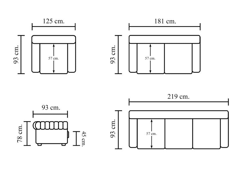 Chesterfield Severn Deluxe Sofagarnitur (3/2/1 oder 3/1/1) Ledergarnitur Salottini