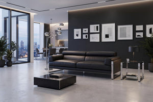 Luxus Designer Sofa Turin 3-Sitzer Leder Couch Salottini Sonderpreis schwarz