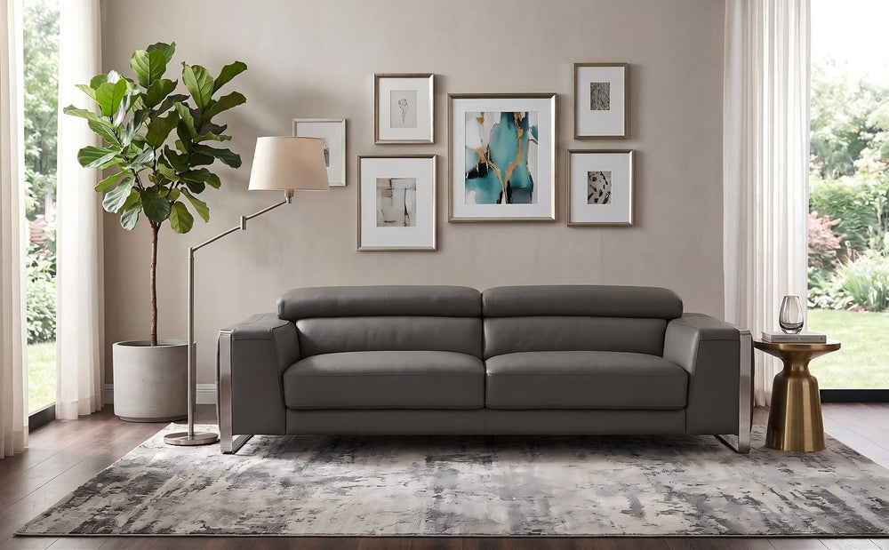 Großes Designer Sofa Andrea 3-Sitzer Leder Couch Salottini Sonderpreis grau