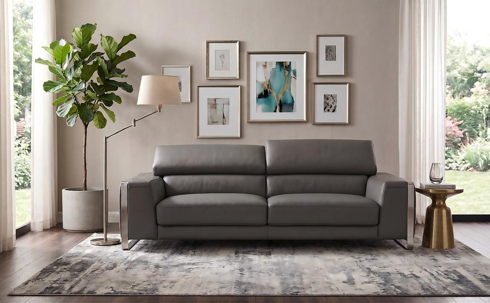 Großes Designer Sofa Andrea 3-Sitzer Leder Couch Salottini Sonderpreis grau