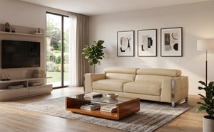 Luxus XL Sofagarnitur Andrea (3/2/1 oder 3/1/1) Leder Polstergarnitur Salottini beige