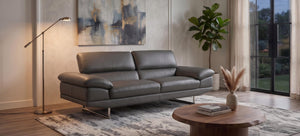 Moderne XL Sofagarnitur Bassano 3/2/1 Leder Polstergarnitur MIT VIDEO Beige / Ice