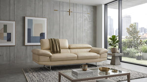 Moderne XL Sofagarnitur Bassano 3/2/1 Leder Polstergarnitur MIT VIDEO Beige / Ice