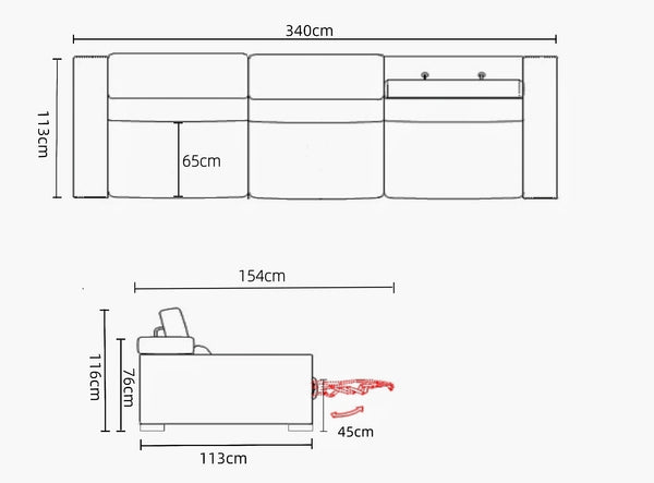 Modernes Recliner MEGA Sofa Leder Fabiano Kinosofa Big Sofa Salottini Sonderpreis
