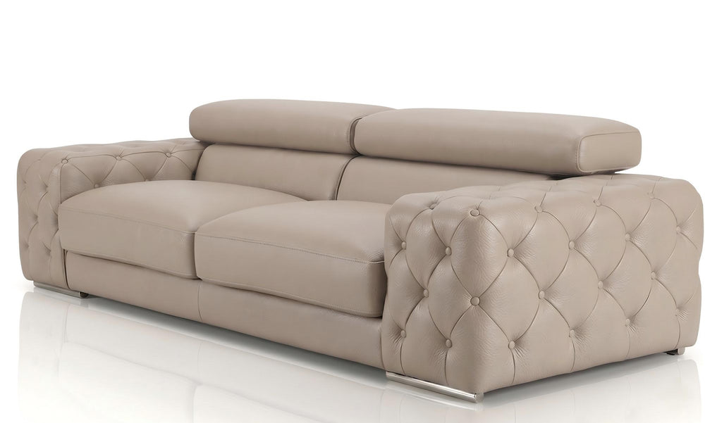 Elite Designer Sofa Fabrizio 3-Sitzer Leder Couch Salottini Sonderpreis Grau