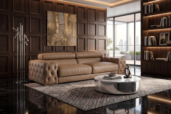 Elite Designer Sofa Fabrizio 3-Sitzer Leder Couch Salottini Sonderpreis Grau