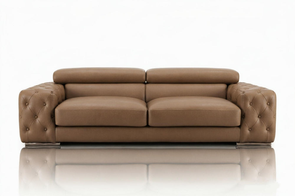 Traum Designer Sofa Fabrizio 3-Sitzer Leder Couch Salottini Sonderpreis Braun