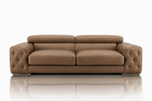 Elite Designer Sofa Fabrizio 3-Sitzer Leder Couch Salottini Sonderpreis Grau
