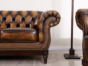 Edle Chesterfield London Sofagarnitur (3/2/1 oder 3/1/1) Ledergarnitur Sonderpreis