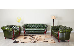 Chesterfield Manchester Leder Sofagarnitur 3/2/1 Ledergarnitur Salottini