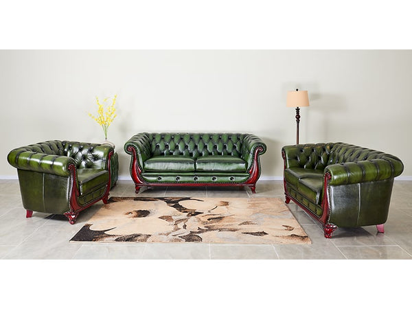 Chesterfield Manchester Leder Sofagarnitur 3/2/1 Ledergarnitur Salottini