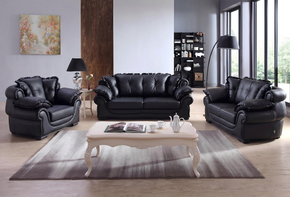 XL Sofagarnitur Nico 3/2/1 Leder Polstergarnitur Sonderpreis SALOTTINI mit VIDEO schwarz