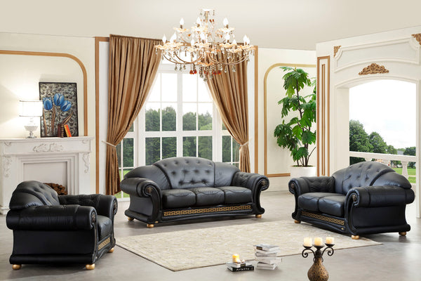 (LIEFERBAR IN NUR 5-6 WOCHEN) Chesterfield Oriental XL Sofagarnitur 3/2/1 Schwarz SONDERPREIS