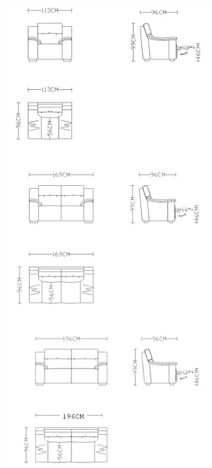 Elektro Recliner Sofagarnitur Capri (3/2/1 oder 3/1/1) Leder Salottini MIT Motoren