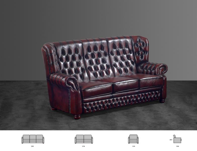 Chesterfield Southend Sofagarnitur (3/2/1 oder 3/1/1) Ledergarnitur Salottini Sonderpreis