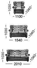 Chesterfield Southend Sofagarnitur (3/2/1 oder 3/1/1) Ledergarnitur Salottini Sonderpreis